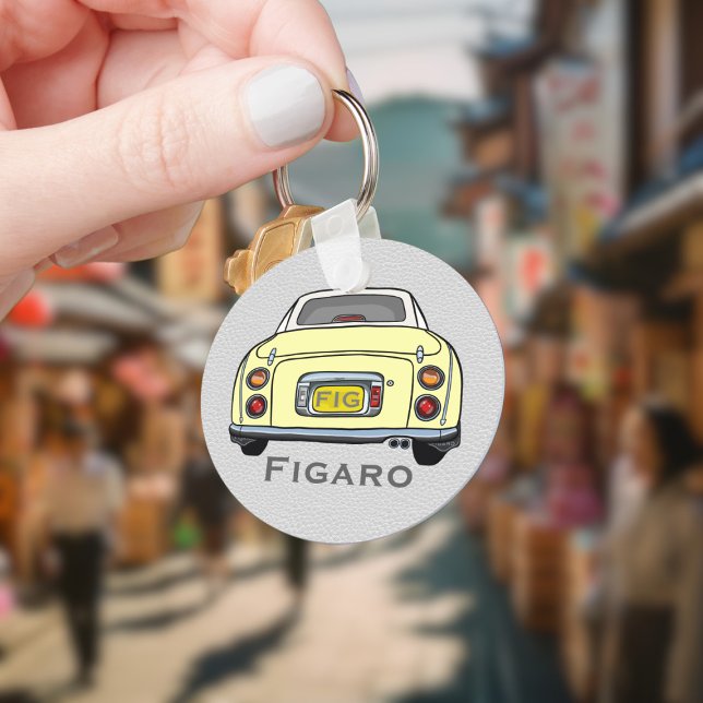 Figarat Kute Gult Figaro Car Keychain Nyckelring (Add your name and initials to this cute yellow figaro car keychain.)