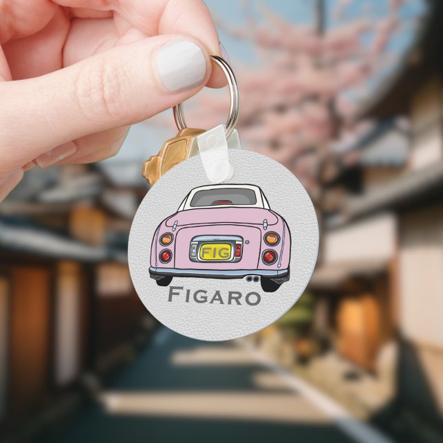 Figarat Kute Rosa Figaro-bilförare Namn Nyckelring (Add your name and initials to this cute pink figaro car keychain.)