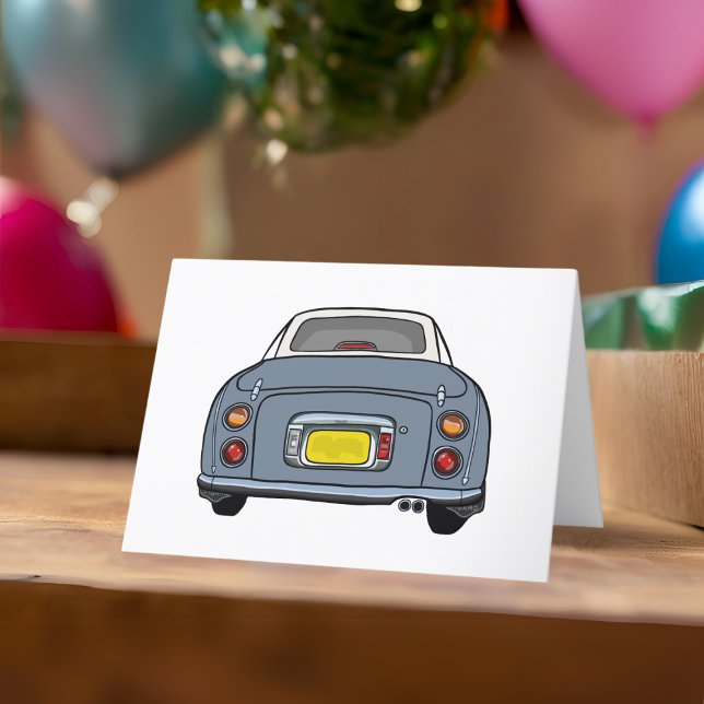 Figarat Lapis Grått Figaro Bilar Greeting Card Kort (A cute lapis grey figaro car blank greeting card perfect for any occasion)
