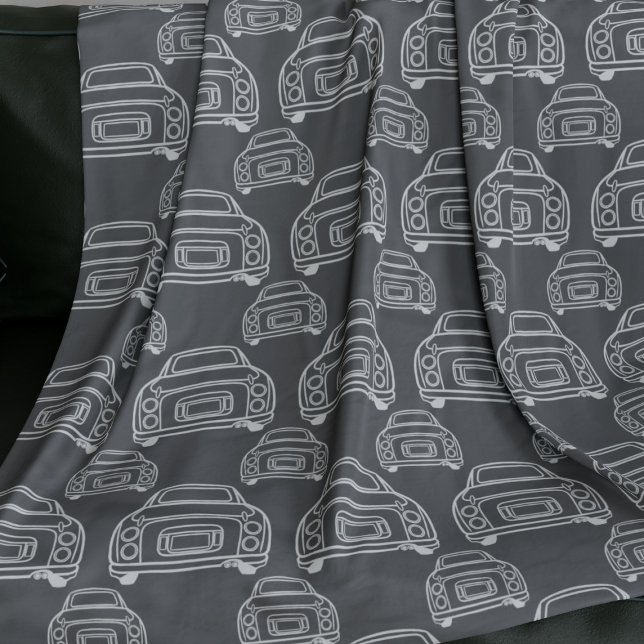 Figarat Monoline Grått Figaro Car Mönster Fleecefilt (Fun figgy blanket for your car. You can easily change the background colour)
