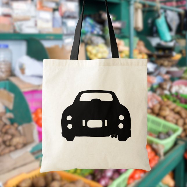 Figaration Black Figaro Car Silhouette Tote Bag Tygkasse (Fun tote bag for the figaro car owner)