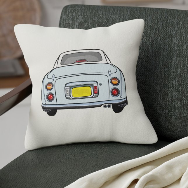 Figaration Blek Aqua Figaro Car Cream Kudde (A cute Pale Aqua Figaro Car on a cream pillow for your car or your home)