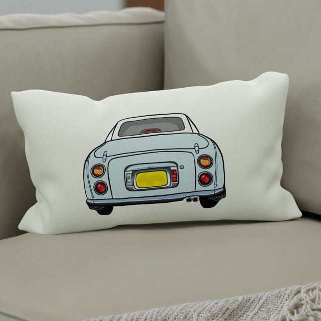 Figaration Blek Aqua Figaro Car Play Silhouette Lumbarkudde (A fun blue figgy lumbar pillow for your car or home. You can easily change the background colour)