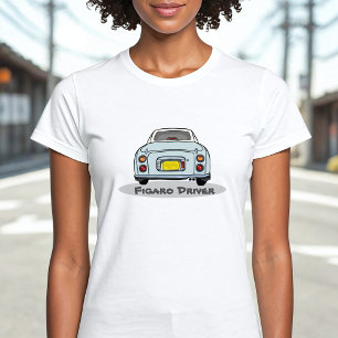 Figaration Blek Aqua Figaro Driver Namn Tee Shirt