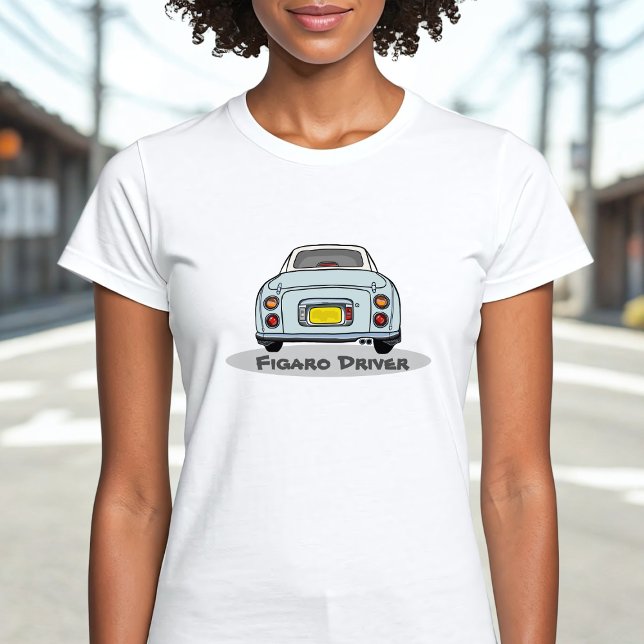 Figaration Blek Aqua Figaro Driver Namn Tee Shirt (Add your name to this cute blue figaro driver t-shirt! Perfect to wear whilst driving your cute car)