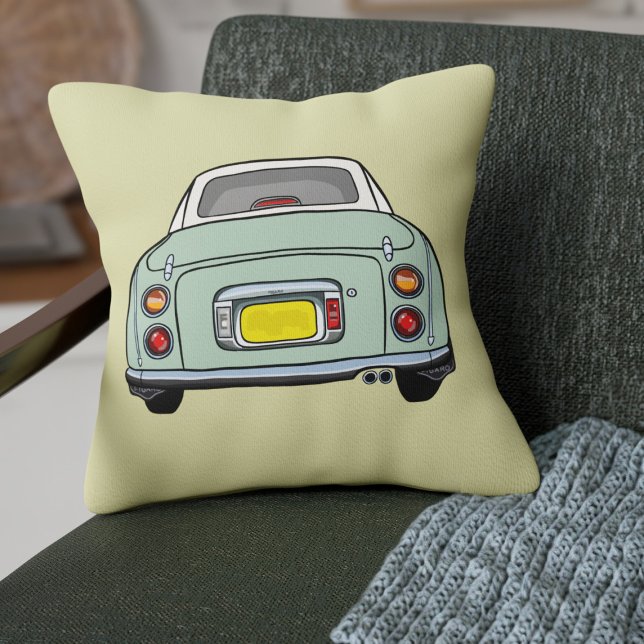 Figaration Cute Emerald Grönt Figaro Car Kudde (Fun emerald green figgy on a lighter green pillow perfect for your car or home)