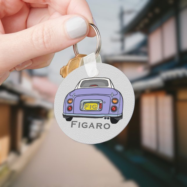 Figaration Cute Lilac Figaro Car Driver Namn Nyckelring (Add your name and initials to this cute lilac figaro car keychain.)