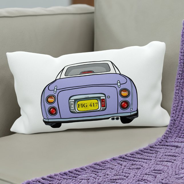 Figaration Cute Lilac Figaro Car Monogram White Lumbarkudde (Cute lilac figaro car lumbar pillow. Add your car reg number (or initials) and your name on the back)