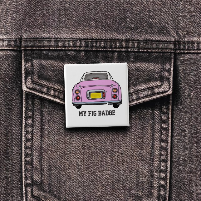 Figaration Cute Rosa Figaro Car Namn Button Badge Knapp (A fun figgy pin button badge to attach to you! Show off your love of pink figaro cars)