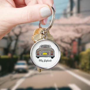 Figaration Cute Topaz Mist Figaro Keychain Rund Silverfärgad Nyckelring