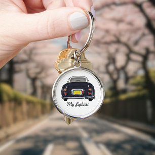 Figaration Funny Black Figaro Car Namn Rund Silverfärgad Nyckelring