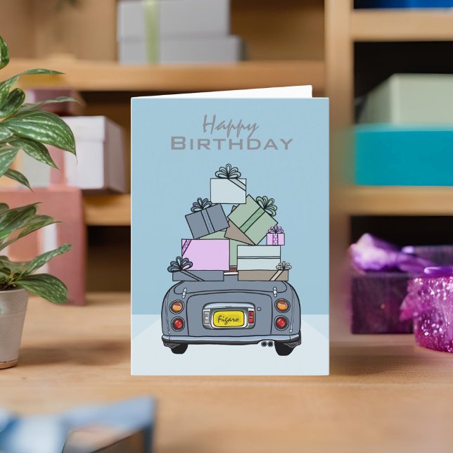 Figaration Lapis Grått Figaro Grattis på födelseda Kort (A lapis grey figaro birthday card you can send to your car or your friends)