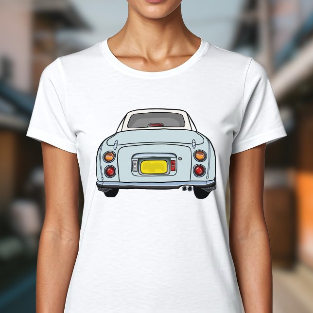 Figarationer Cute Pale Aqua Figaro Car Graphic T Shirt (A cute pale aqua blue figaro car t-shirt! Perfect to wear whilst driving your cute car)