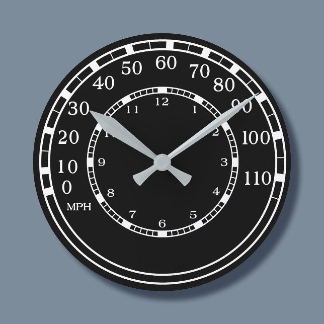 Figarationer Klassisk bilars Rev Counter Garage Cl Rund Klocka (Fun speedo clock for your man cave)
