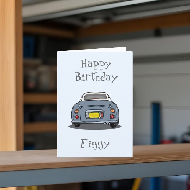 Figarationer Lapis Grått Figaro Car Grattis på föd Kort (Happy Birthday to your Lapis Grey Figaro! Send them this card. They'll love you even more!)
