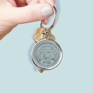 Figarationer Monogram Figaro Car Blek Aqua Rund Silverfärgad Nyckelring