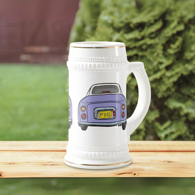 Figarationer Monogram Lilac Figaro Car Beer Stein Sejdel (Fun figaro beer stein for the lilac figaro driver (when they are not driving) Add your initials)