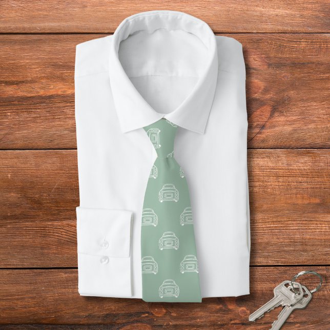 Figarationer Monoline Emerald Grönt Figaro Car Slips (A fun figgy pattern tie for the Emerald Green figaro owner)