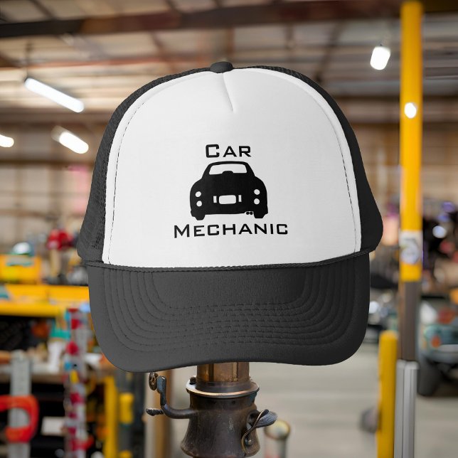 Figarationer Svarta Figaro-bilens mekaniska Trucke Truckerkeps (If you have a figaro - you're going to need this Car Mechanic Trucker hat  for when it breaks down)