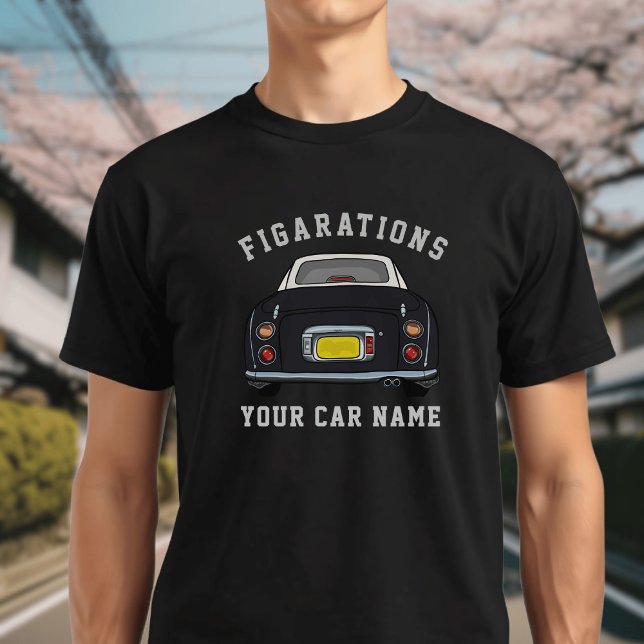 Figarationer Svarta Figaro-bilens namn T-shirt (A fun black figgy t-shirt with space for your name or car name. )