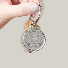 Figarationer Topaz Mist Silver Figaro Keychain Rund Silverfärgad Nyckelring