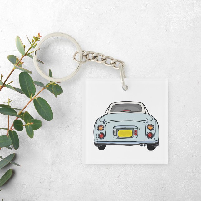 Figarationer Trådlös Blek Aqua Figaro Square Keych (Cute blue figaro car acrylic keychain for your car keys)
