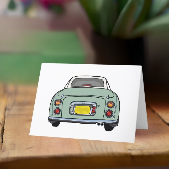 Figarations Emerald Grönt Figaro Car Birthday Kort (A fun green figaro car greeting card perfect for any occasion)