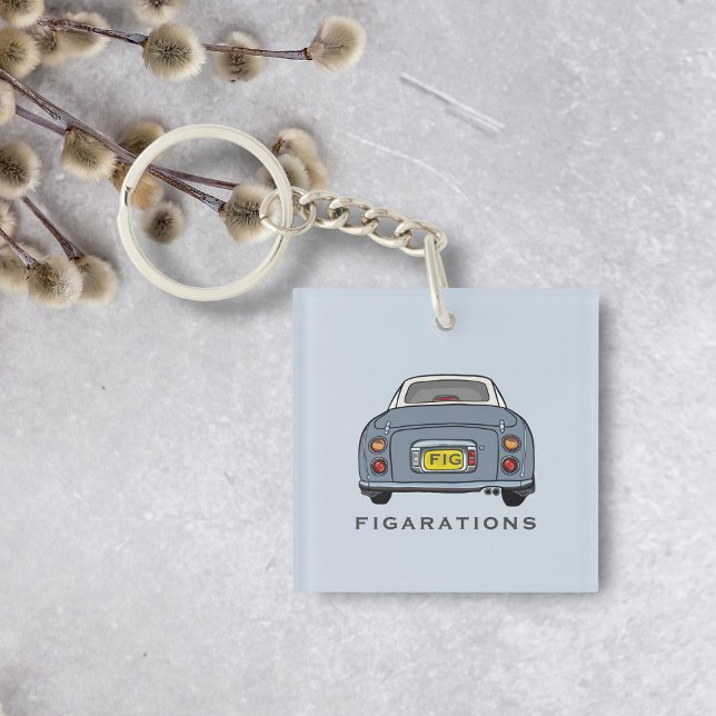 Figarations Lapis Grå Figaro Bil Monogram (A lapis grey figaro car acrylic keychain with your name and initials)