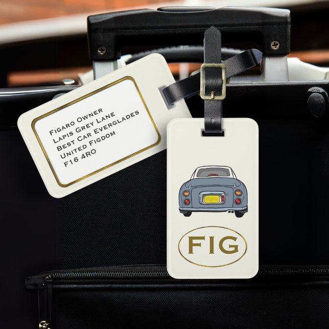 Figarations Monogram Lapis Figaro Bil Bagage Tag Bagagebricka (Fun lapis figgy luggage tag for your road trip adventures. Just add your initials & address details)