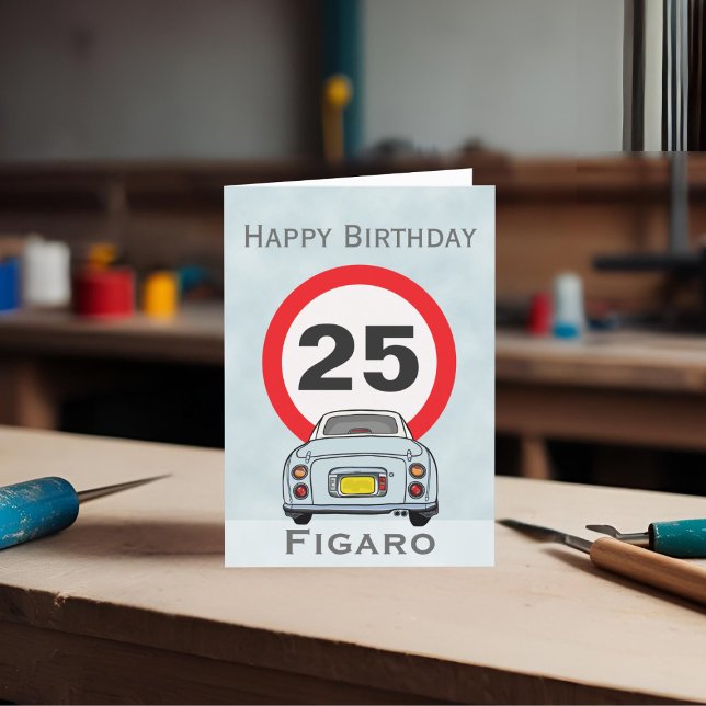 FigarBlek Aqua Figaro-bilkort för födelsedagskort Kort (Happy birthday to your car! (or send it to your figaro loving friends))