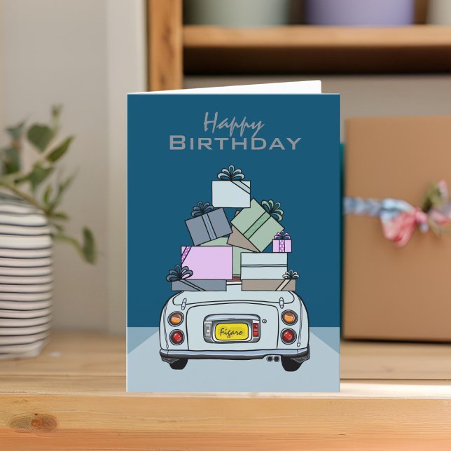 FigarBlek Aqua Figaro Birthday Card Kort (A cute blue figaro birthday card you can send to your car or your friends)