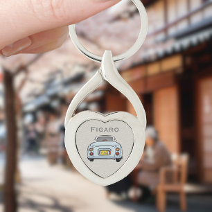 FigarBlek Aqua Figaro Car Silver Heart Twisted Heart Silverfärgad Nyckelring