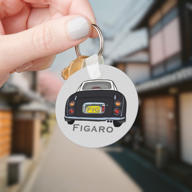 Figarerna Cute Black Figaro Car Driver Namn Nyckelring (Add your name and initials to this cute black figaro car keychain.)