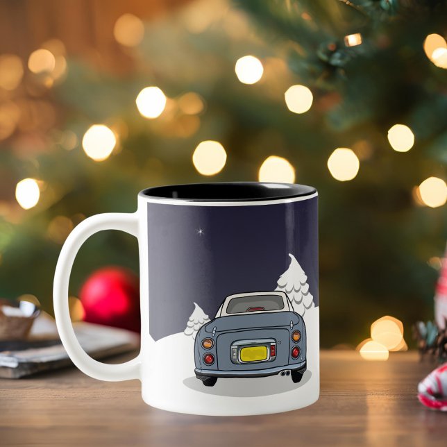 Figarerna Figmas Helgdag Lapis Grått Figaro Car Två-Tonad Mugg (Happy Figmas! Add your name to this festive figaro mug)