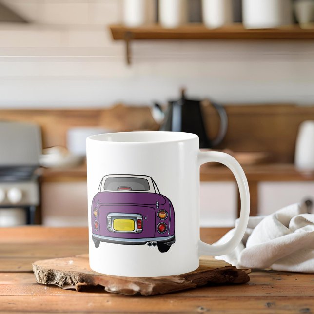 Figarerna Namn Lila Figaro Car Coffee Mugg (Cute purple figaro car coffee mug with space for your name or your purple figgy's)
