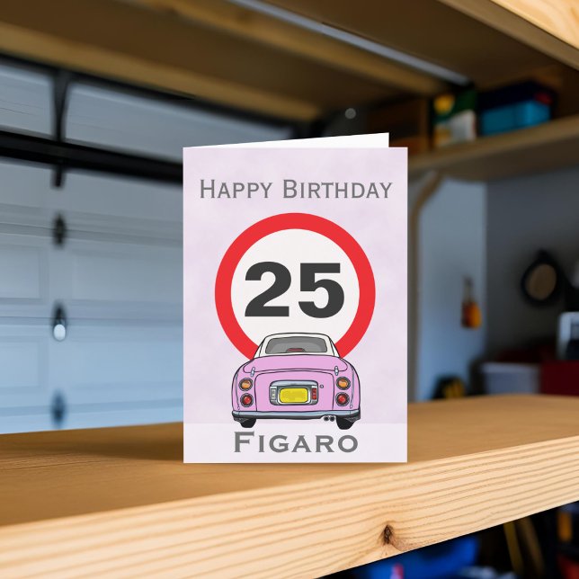 Figaris Candy Rosa Figaro Bärgdagskort Kort (Happy birthday to your car! (or send it to your figaro loving friends))