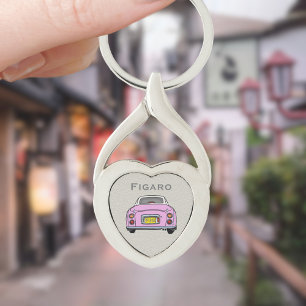 Figarisering Rosa Figaro Car Monogram Silver Heart Twisted Heart Silverfärgad Nyckelring
