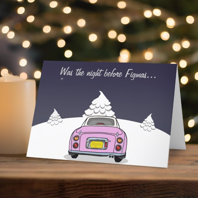Figarisering Rosa Figaro Helgdag jul-kort Helgkort (Happy Fig-mas! A fun figgy themed christmas card to send to your car! (or your figgy loving friends))
