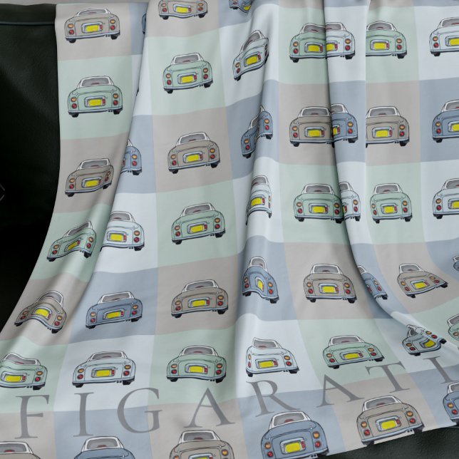 Figarisering Season Figaro Car Mönster Personlig Fleecefilt (A cute car blanket for figaro car owners. Add your name)