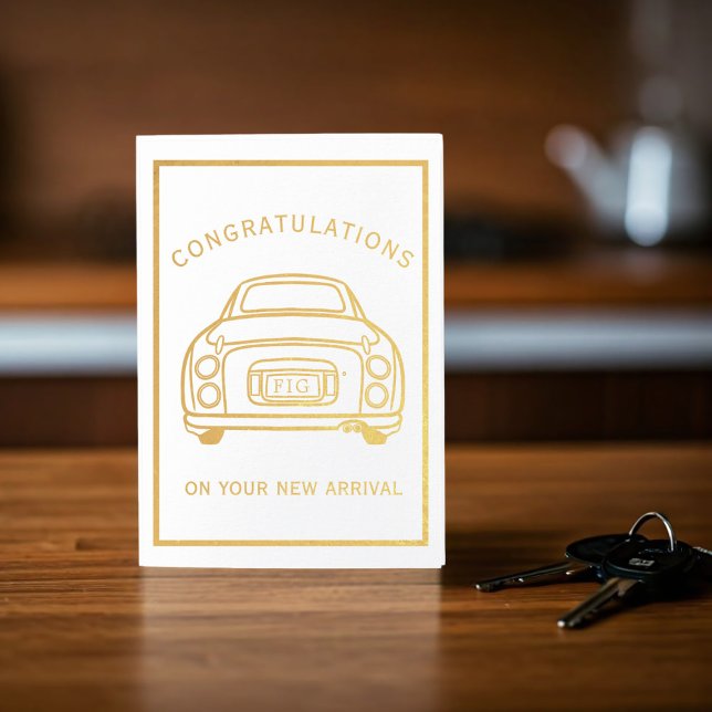 Figariseringskort Grattisar Figaro Car Foil Card Folierat Kort (Congratulations on your new car!)