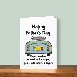 Figarkort Grönt Figaro Car Fars dag Kort