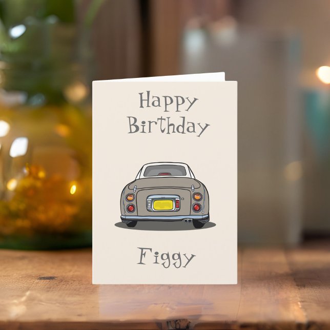Figarkort Topaz Figaro Car Grattis på födelsedagen Kort (Happy Birthday to your Topaz Mist Figaro! Send them this card. They'll love you even more!)