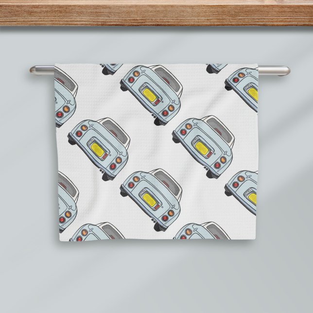 Figaro Figaro Car Blek Aqua Kitchen Towel Kökshandduk (A fun pale aqua figaro car pattern kitchen towel just for you)