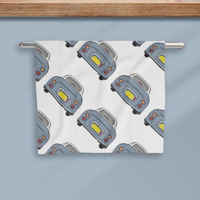 Figaro Figaro Car Lapis Grått Kitchen Towel Kökshandduk (A fun lapis grey figaro car pattern kitchen towel just for you)