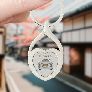 Figaro Figaro Car Monogram Topaz Silver Heart Twisted Heart Silverfärgad Nyckelring