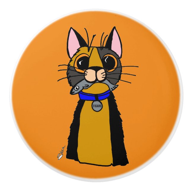Figaro the Cat Ceramic Knob Knopp (Framsidan)