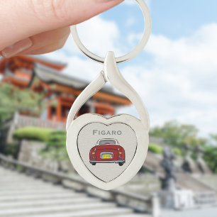 Figaron Red Figaro Car Monogram Silver Heart Twisted Heart Silverfärgad Nyckelring