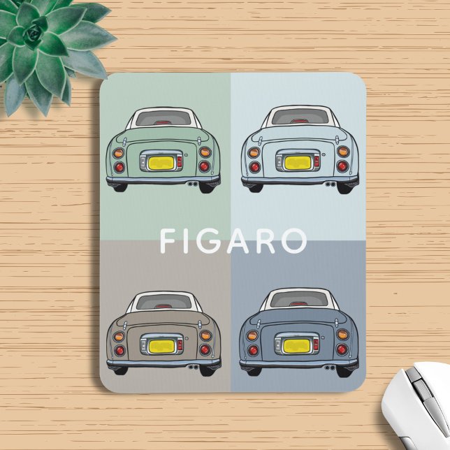 Figarons Seasons of Figaro Car Mönster Namn Musmatta (Love all the colours of figaro cars and need a mouse mat? Add your name to this one!)