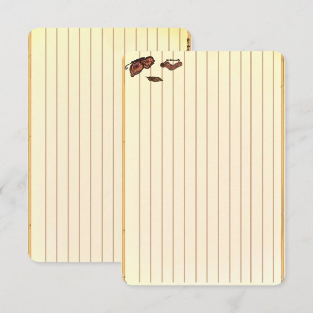 Figdewdrop caterpillar butterfly recipe notecards (Fram/baksida)