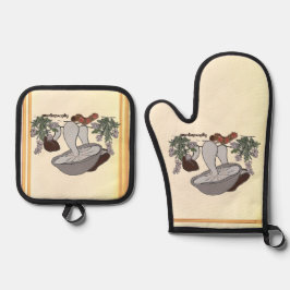 Figdewdrop caterpillar & mushroom gold pot holders